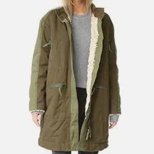 Free People Tallis Sherpa Olive Oversized Utility Coat